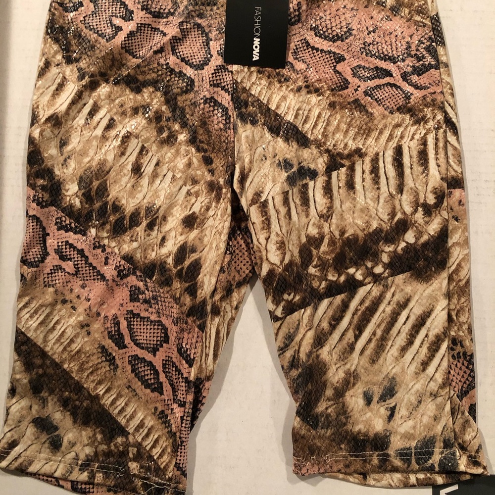 Snakeskin biker shorts
